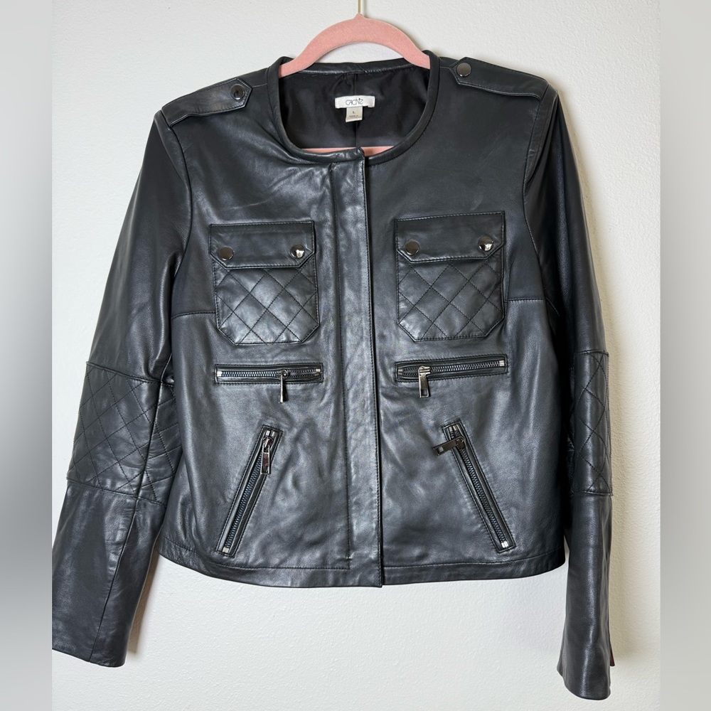 Cache Black Quilted Leather Jacket